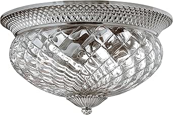 Hinkley Plantation Traditional Three Light Flush Mount, Polished Antique Nickel