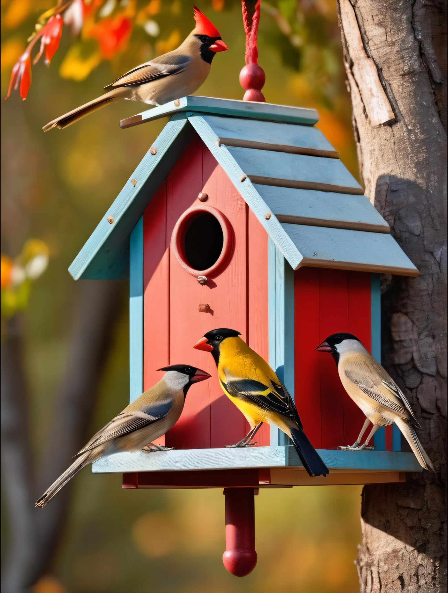 DIY 5D Diamond Painting Kits for Adults, Cardinal Bird Full Drill Diamond Dots Painting with Diamonds Gem Art and Crafts Home Wall Decor, Perfect for Home Wall Deco and Relaxation(12x16 in)