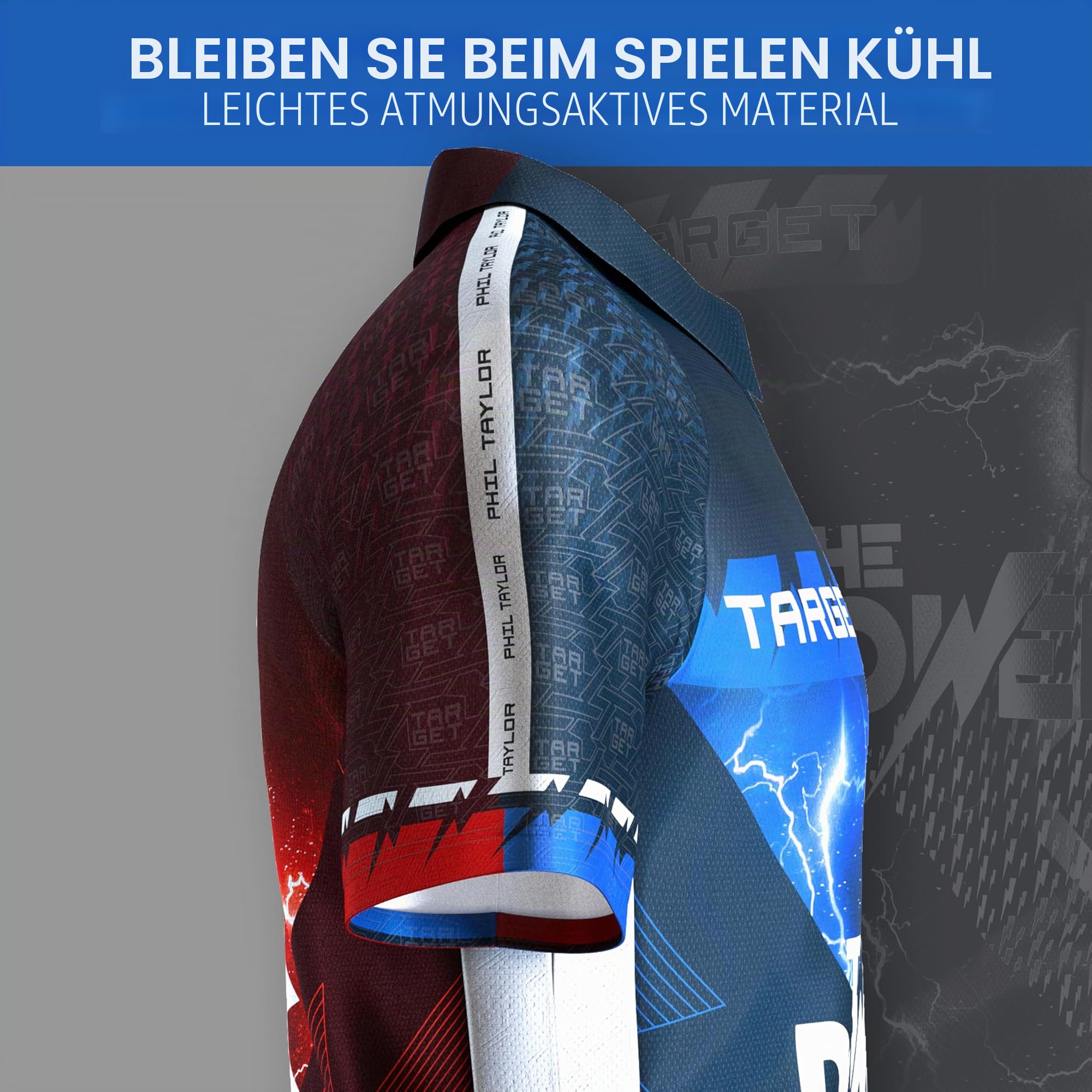 Target Darts Phil Taylor Dart Shirt 2025, Herren Darts Weltmeisterschaft Shirt, Coolplay kragenloses Dart-Top für Erwachsene, Dartboards Top für Männer, The Power Player Edition T-Shirt