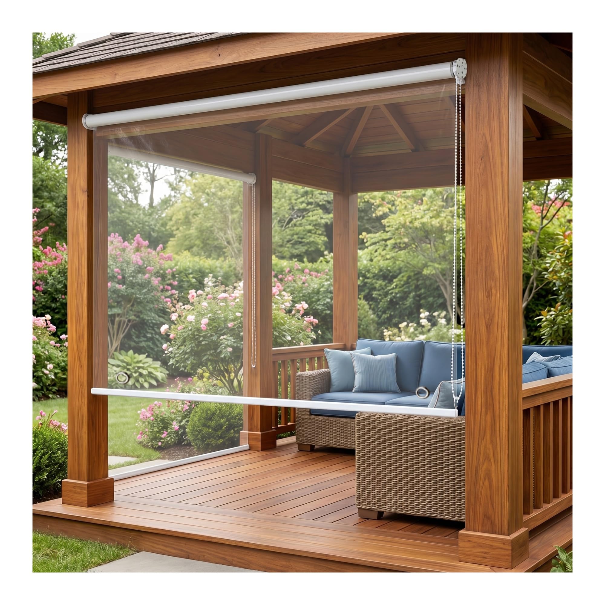 Transparent PVC Roller Shades Blinds, 0.5mm Clear Vinyl Roll Up Shades Waterproof, Plastic Vinyl Window Insulation,with eyelets ，PVC Window Curtain for Outdoor Patio(W85*H160cm/W33.4*H62.9in)