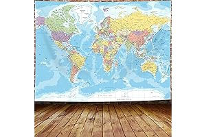 Enthralling World Map Fabric: ICTEISOM Wall Tapestry for Educational and Decorative Grandeur