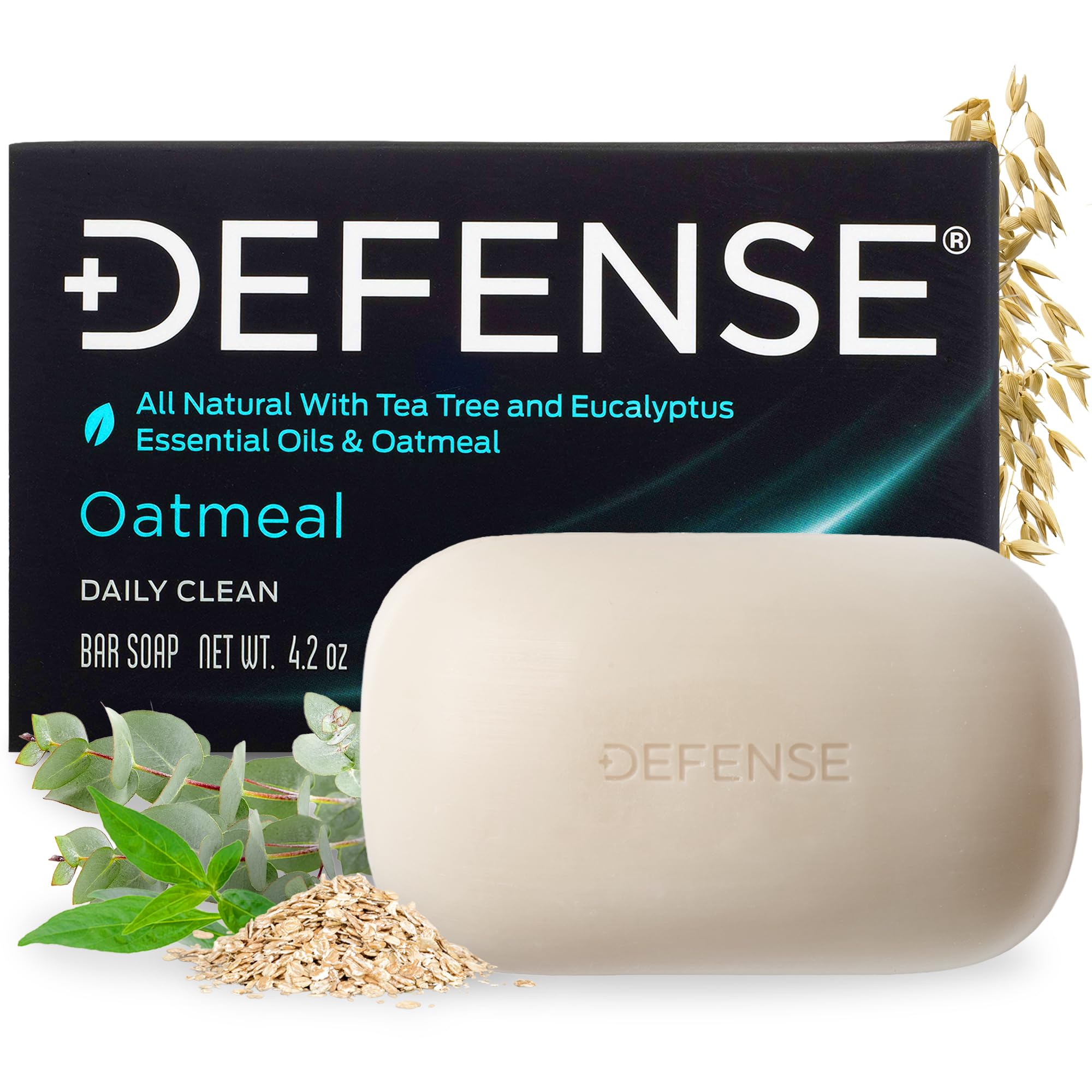 Defense Soap All Natural Oatmeal Bar Soap for Men | Made by Wrestlers with Tea Tree Oil & Eucalyptus Oil to Promote Healthy Skin
