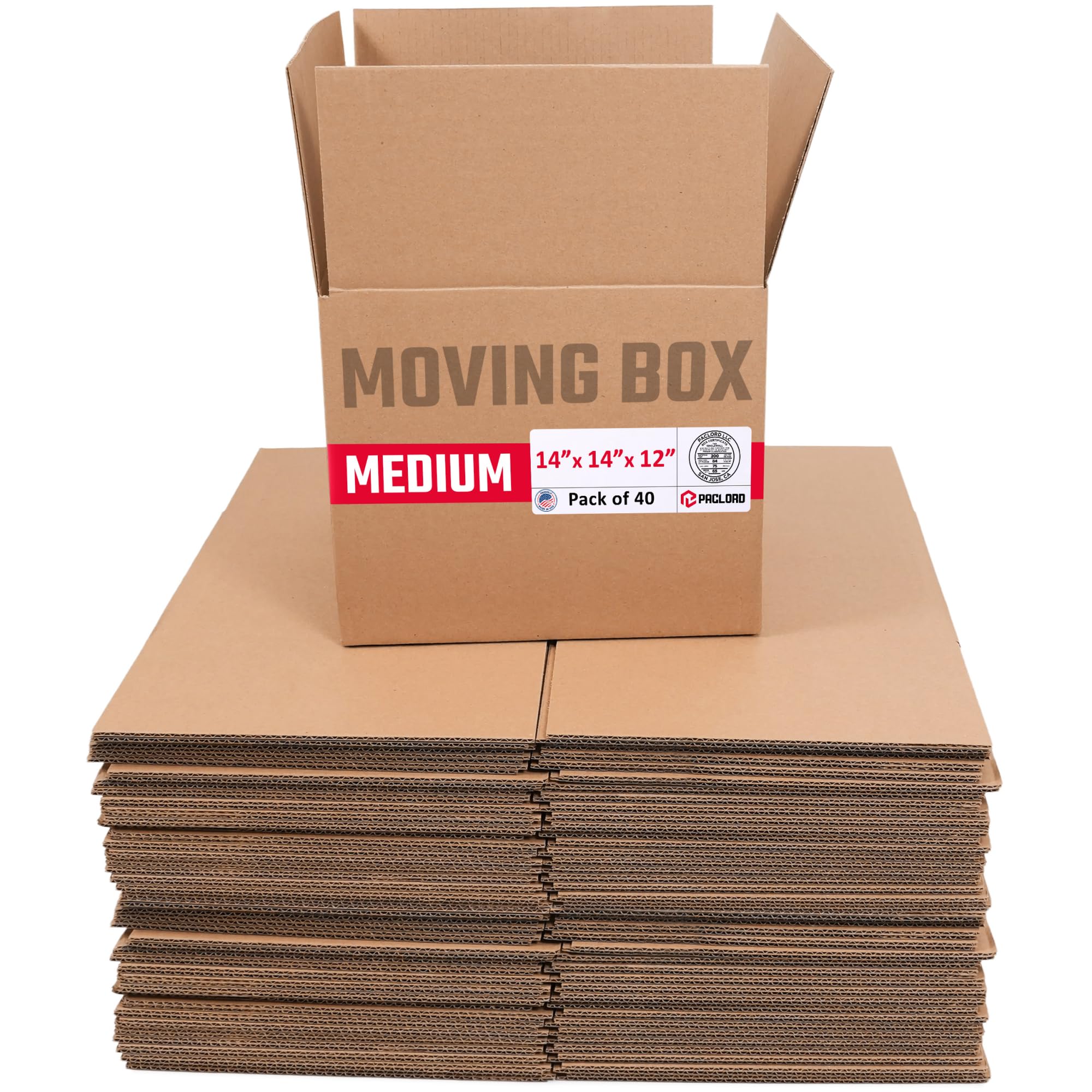 Medium Moving Cardboard Boxes 14"L x 14"W x 12"H (Pack of 40) - USA-Made Packing Boxes for Moving, Shipping, or Storage - USPS, UPS, FedEx Approved - Professional Packing Supplies | USA-Made Packing Boxes for Moving, Shipping, or Storage - USPS, UPS, FedEx Approved - Professional Packing Supplies