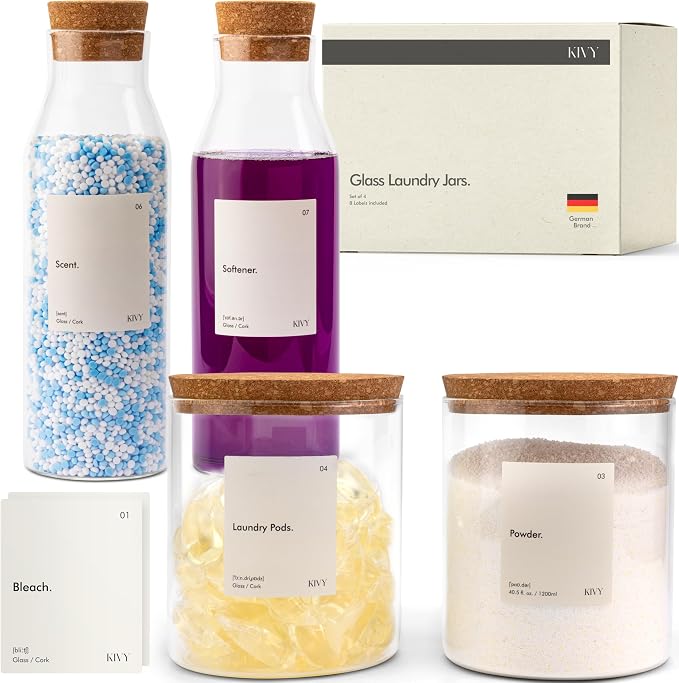 Glass Detergent Dispenser Container Set of 4