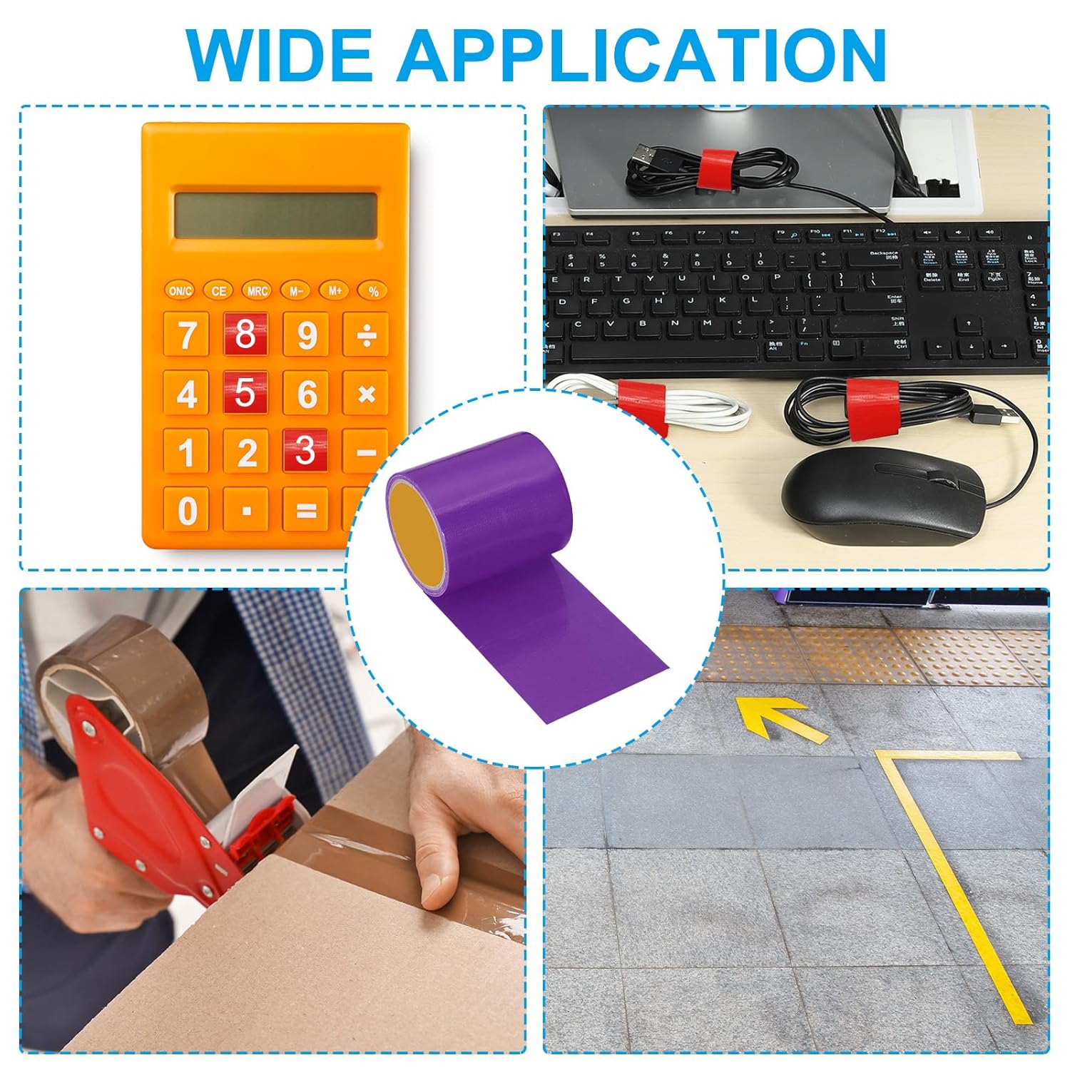 Gaffers Tape 4 in x 11 Yards, Waterproof Gaffer Floor Tape No Residue Non-Reflective Easy Tear for Indoor Outdoor Photography Electrical Cord Industrial Use, Purple