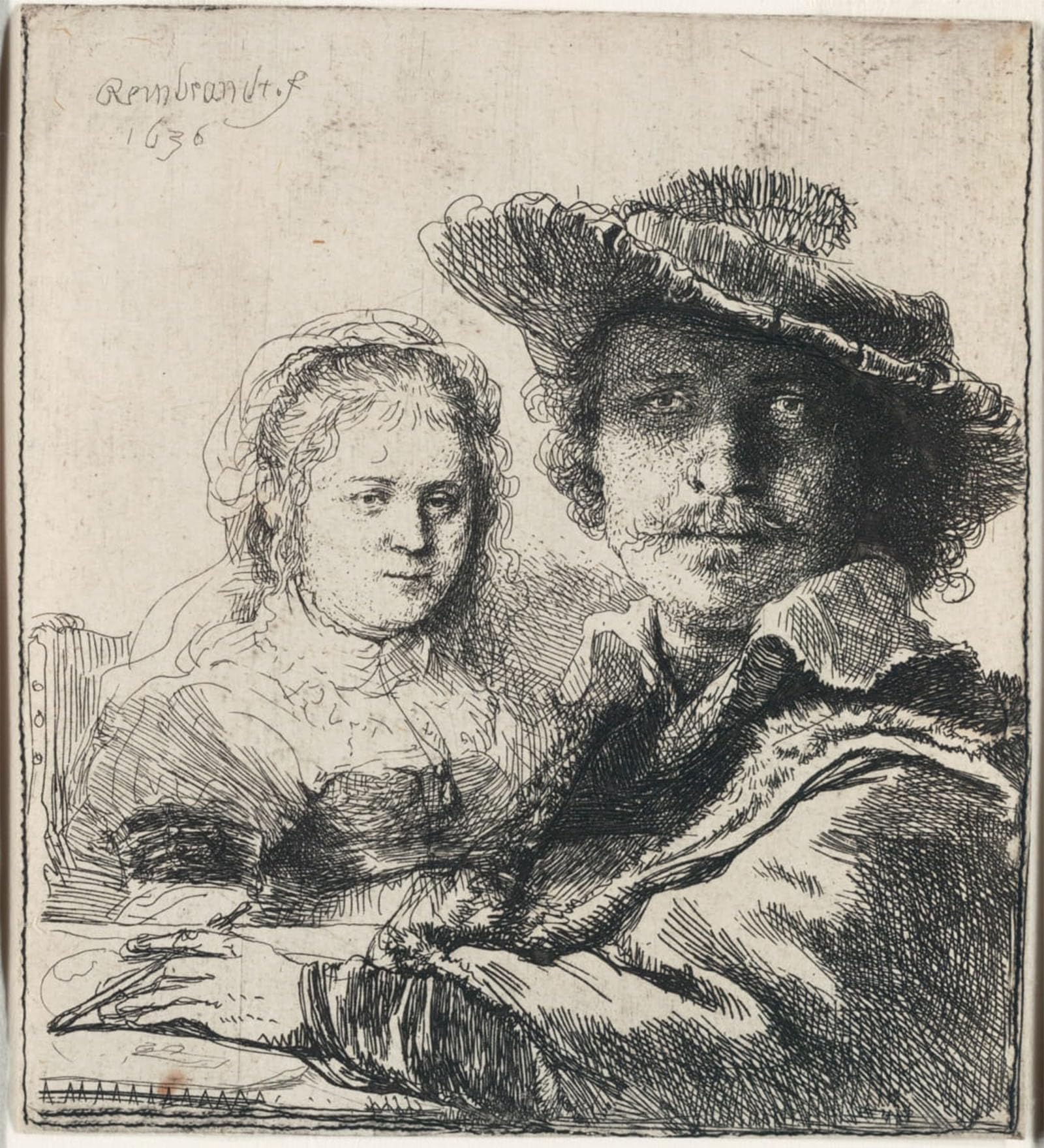 ARTXLXXBN Famous Painting Art Wall Decor Abstract Art Picture Self-portrait with saskia by Rembrandt van Rijn Animal Pictures for Home Decor 60x90cm