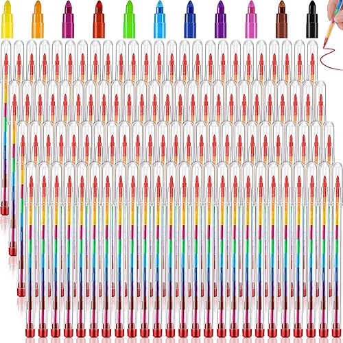Teling 100 lápices de colores apilables para construir, 11 lápices de colores intercambiables, recuerdos de fiesta, mini lápices de colores