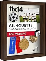 Americanflat 11x14 Walnut Shadow Box Frame - Shatter-Resistant Glass, 1.5" Depth Silhouette Collection for Memorabilia & Photos