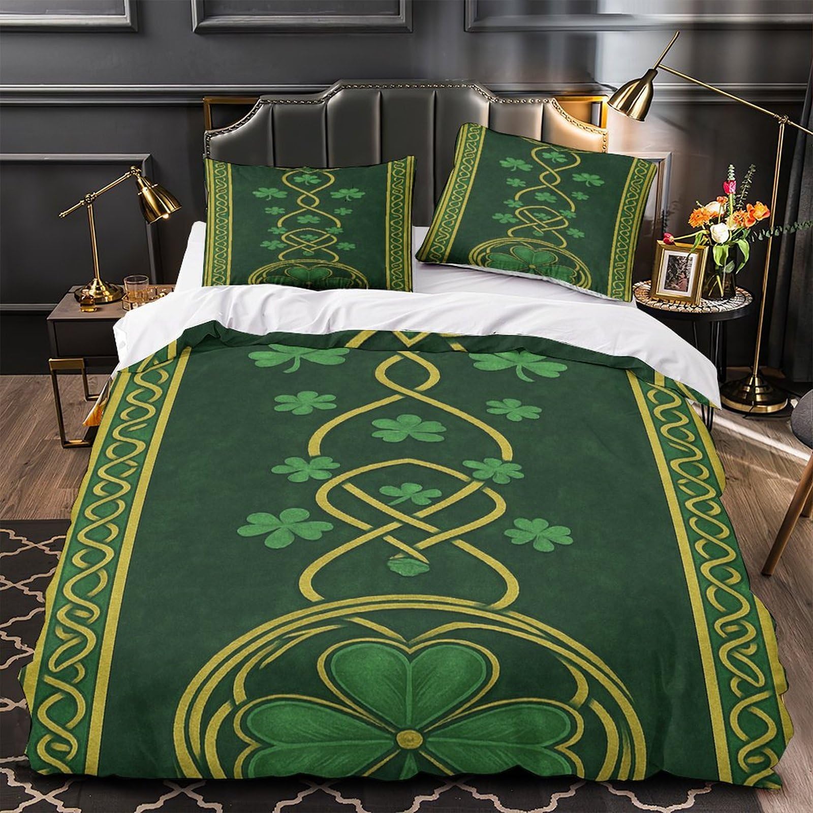 Housse de couette motifs celtiques de qualité premium en microfibre douce et respirante 135x200