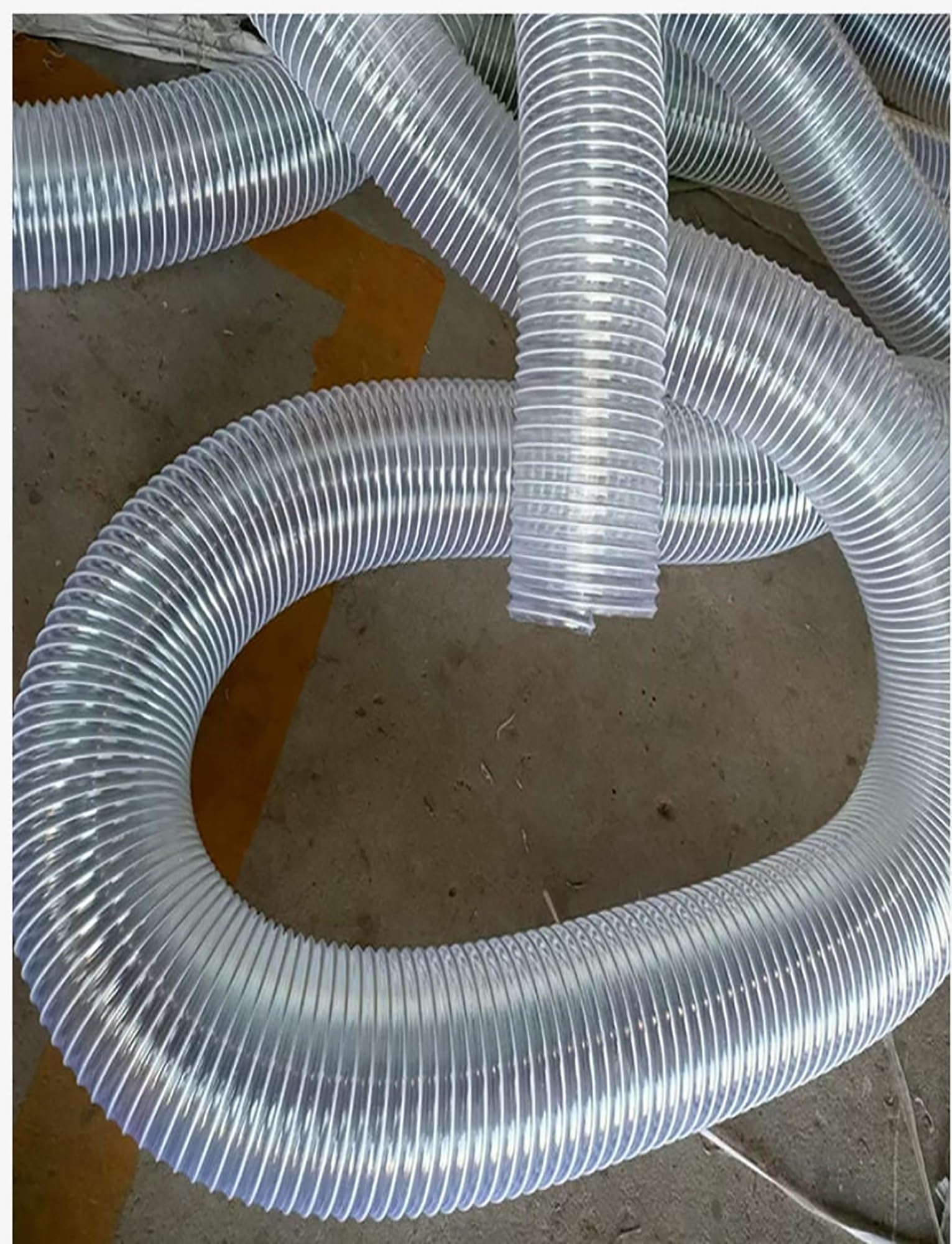 Manguera de polvo de PVC, manguera de vacío reforzada con alambre flexible transparente para carpintería y conductos de ventilación