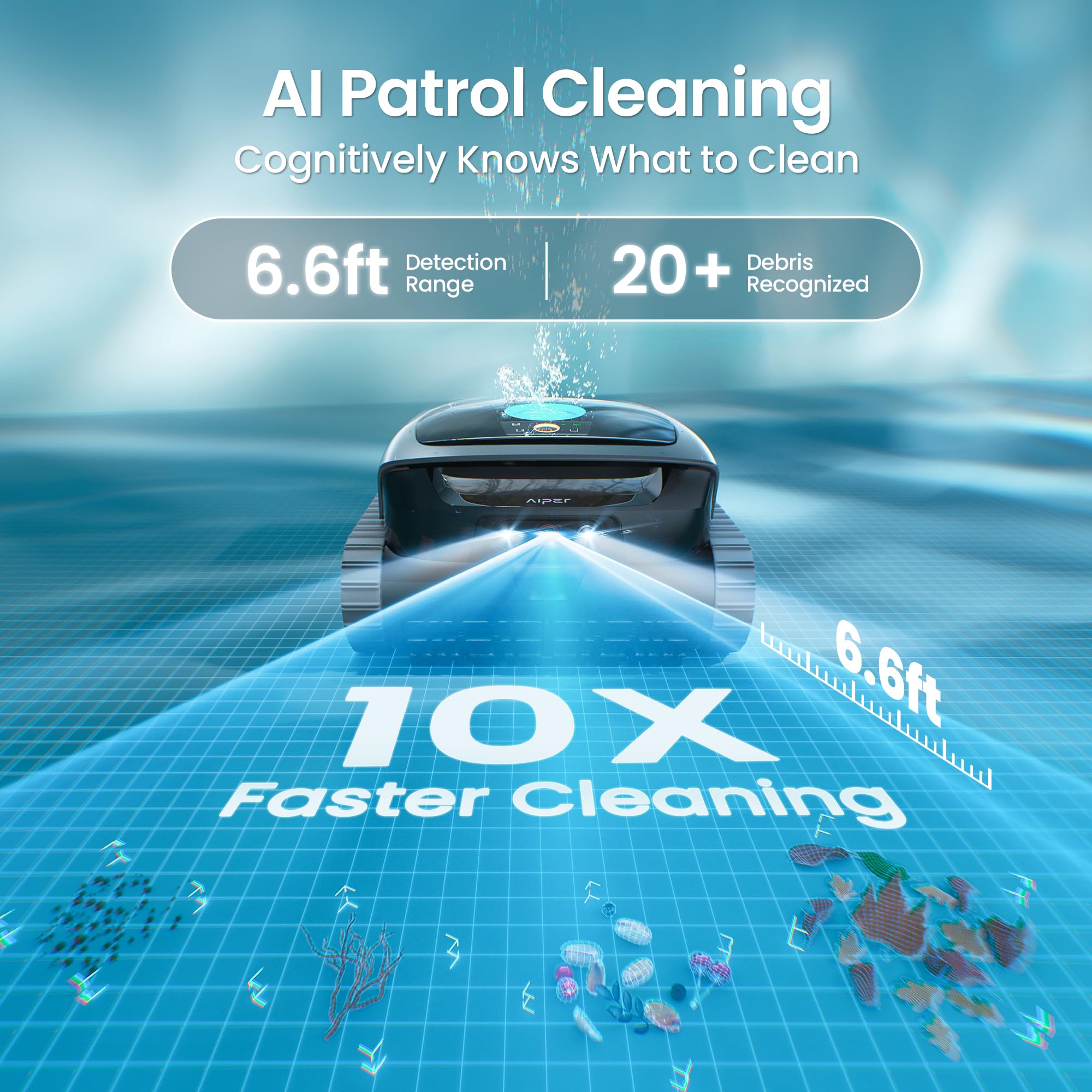 AIPER Scuba V3 AI Vision Cordless Robotic Pool Cleaner, Include Wireless Charging Dock, Smart Waterline Parking & Featherlight Design, Micromesh Multi-Layer Filtration, Blue - 2