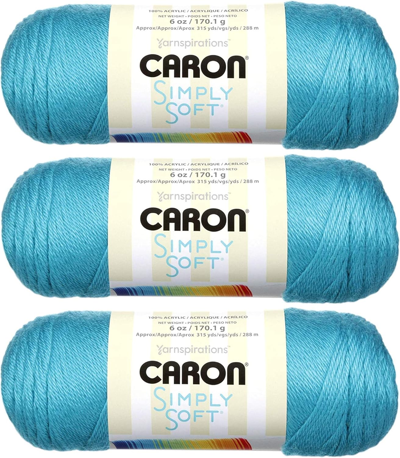 Caron Simply Soft Brites Yarn (3-Pack) Blue Mint H9700B-9608