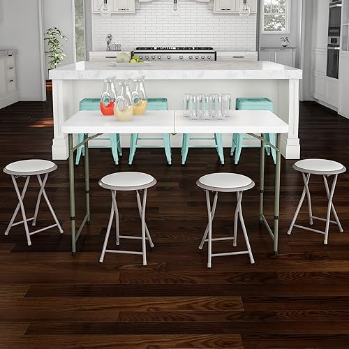 Lavish Home Taburete de bar plegable de 18 pulgadas, taburete portátil acolchado resistente con capacidad de 300 libras para dormitorio, sala de