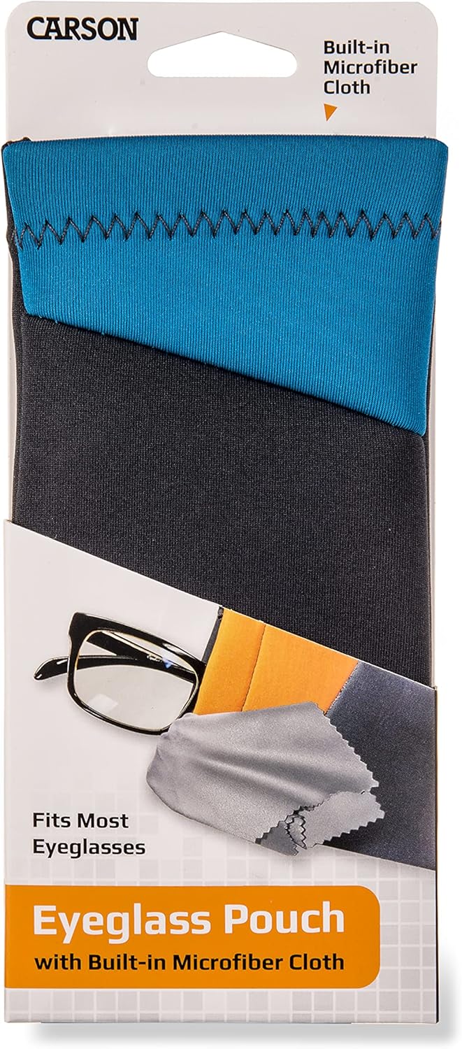 Carson Eyeglass Pouch with Built-in Microfiber Cloth for Eyewear and Sunglasses