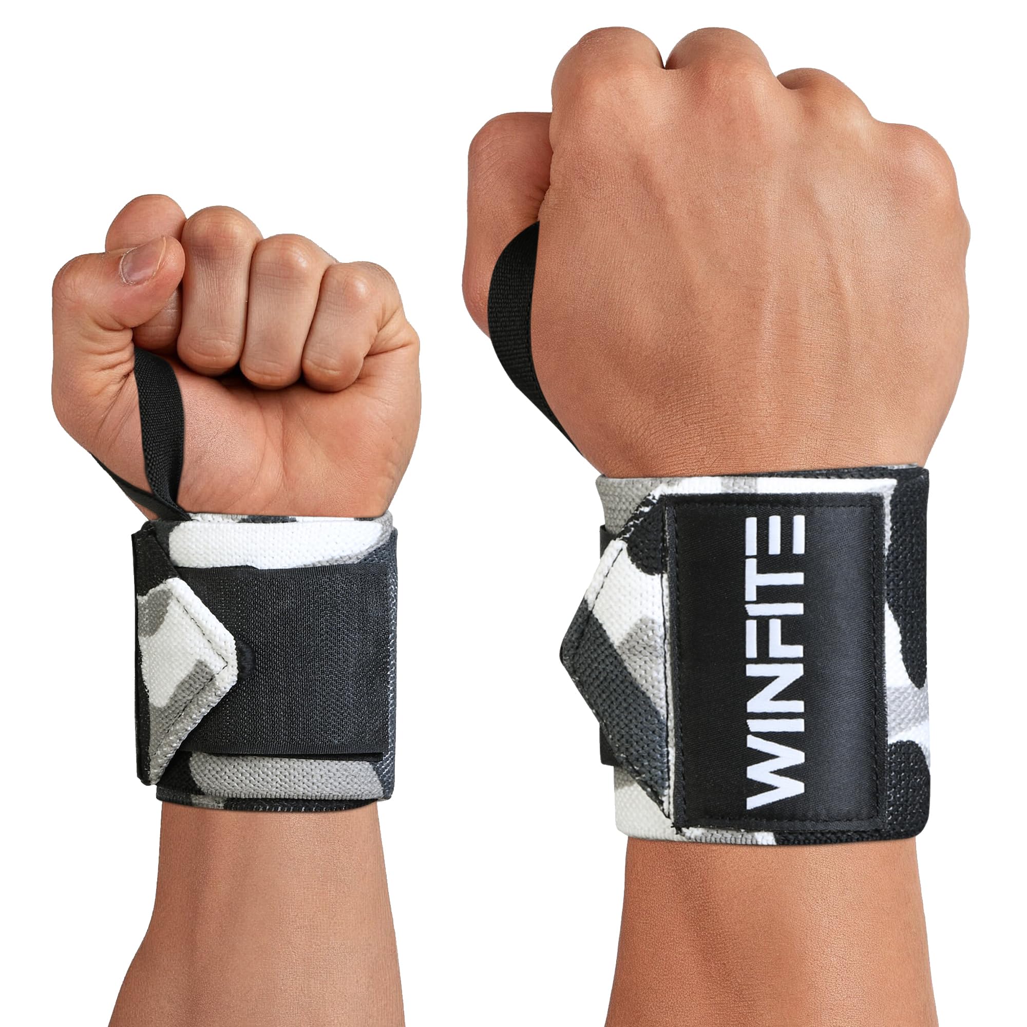 WINFITE Weight Lifting Wrist Wraps with Thumb Loop – 18 Inch Heavy Duty Adjustable Gym Wrist Support Straps for Bench Press, Powerlifting, Bodybuilding, Fitness & Strength Training (CAMOUFLAGE)