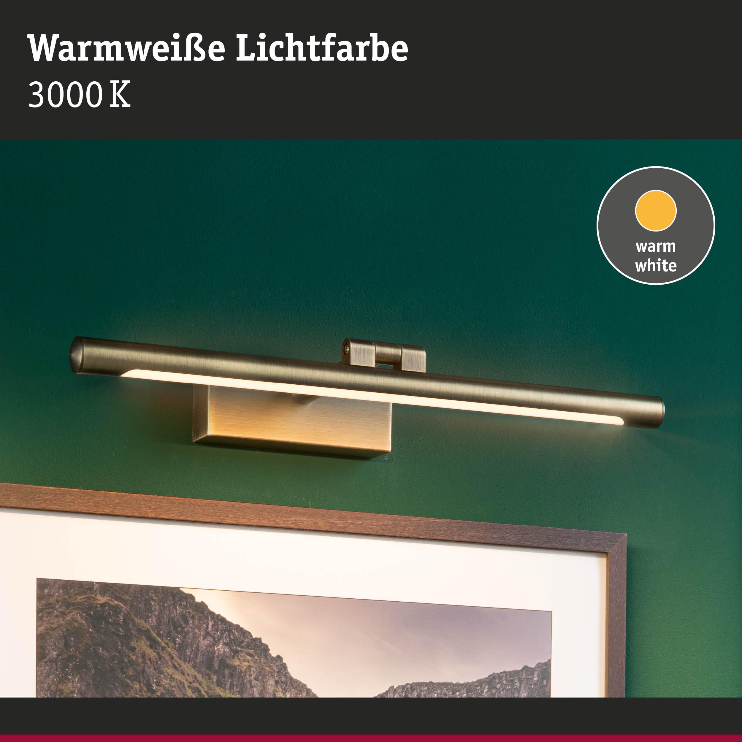 Paulmann 95562 LED Bilderleuchte Mingo 400mm incl. 1x9,5 W Warmweiß Altmessing Bildbeleuchtung Metall, Kunststoff Wandlampe 3000 K