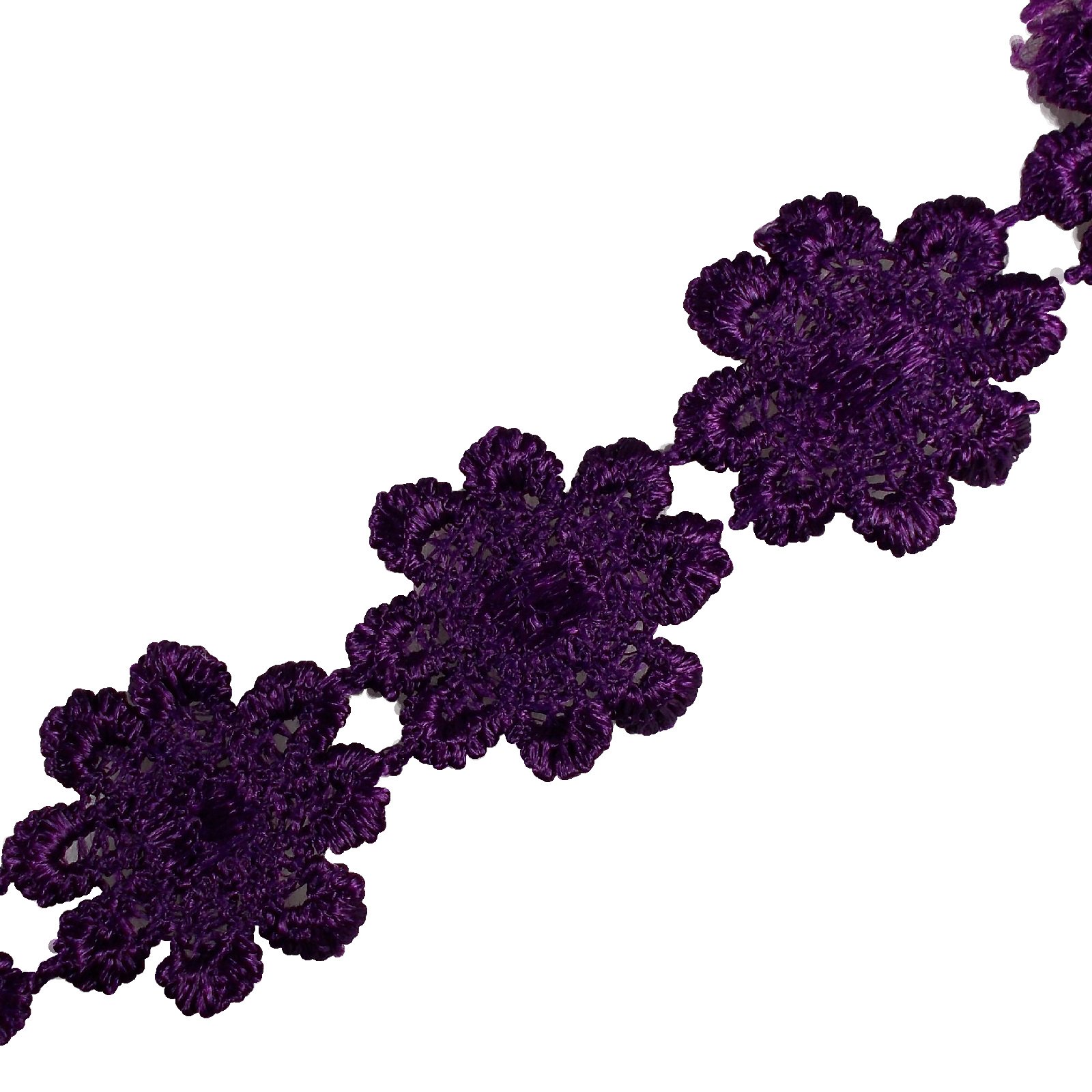 Guipure Daisy Flowers Lace Trim Applique 25mm (Purple, 1 M)