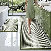 Vista 32 de BSICPRO Juego de alfombras y tapetes de baño, 2 piezas de felpilla gruesa y absorbente, antideslizantes, suaves y peludas para baño, lavables a