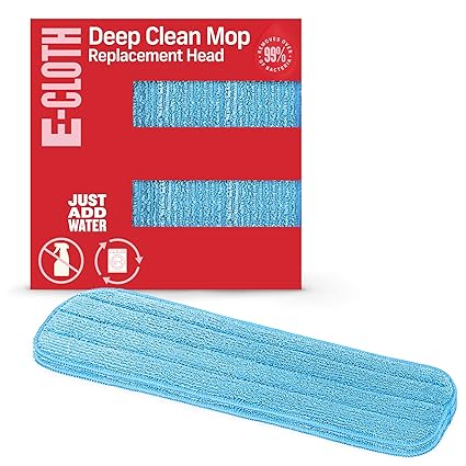 E-Cloth Deep Clean Mop Head, Microfiber Mop Head Replacement for Floor Cleaning, Great for Hardwood, Laminate, Tile and Stone Flooring, Washable and Reusable, 100 Wash Guarantee, 2 Pack