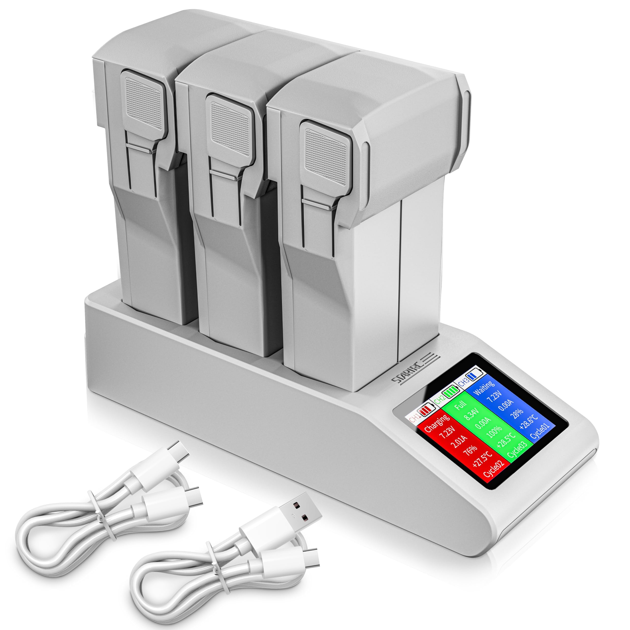 KASTWAVE Dual Charging Hub for DJI Mini 4 Pro and Mini 3 Series, Charge Up to Three Batteries Efficiently