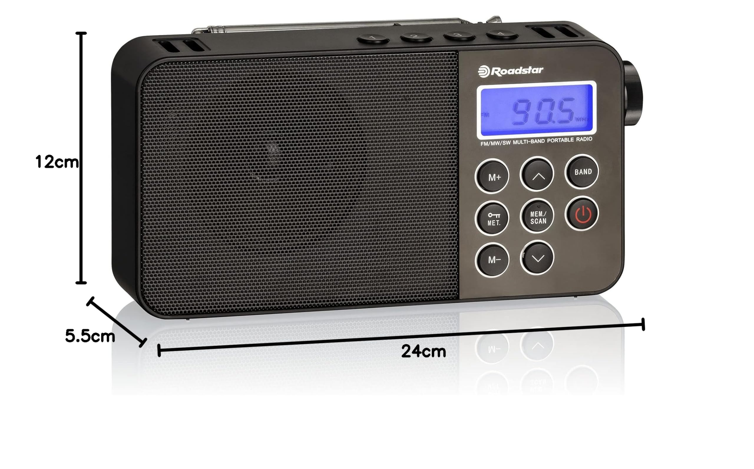 Roadstar TRA-2340PSW Radio Portátil Digital Multibanda Am/FM/SW Funciona a Red/Pilas, Toma de Auriculares, Transistor Pequeño y Ligero, Altavoz 8W, Temporizador para Apagado, Negro