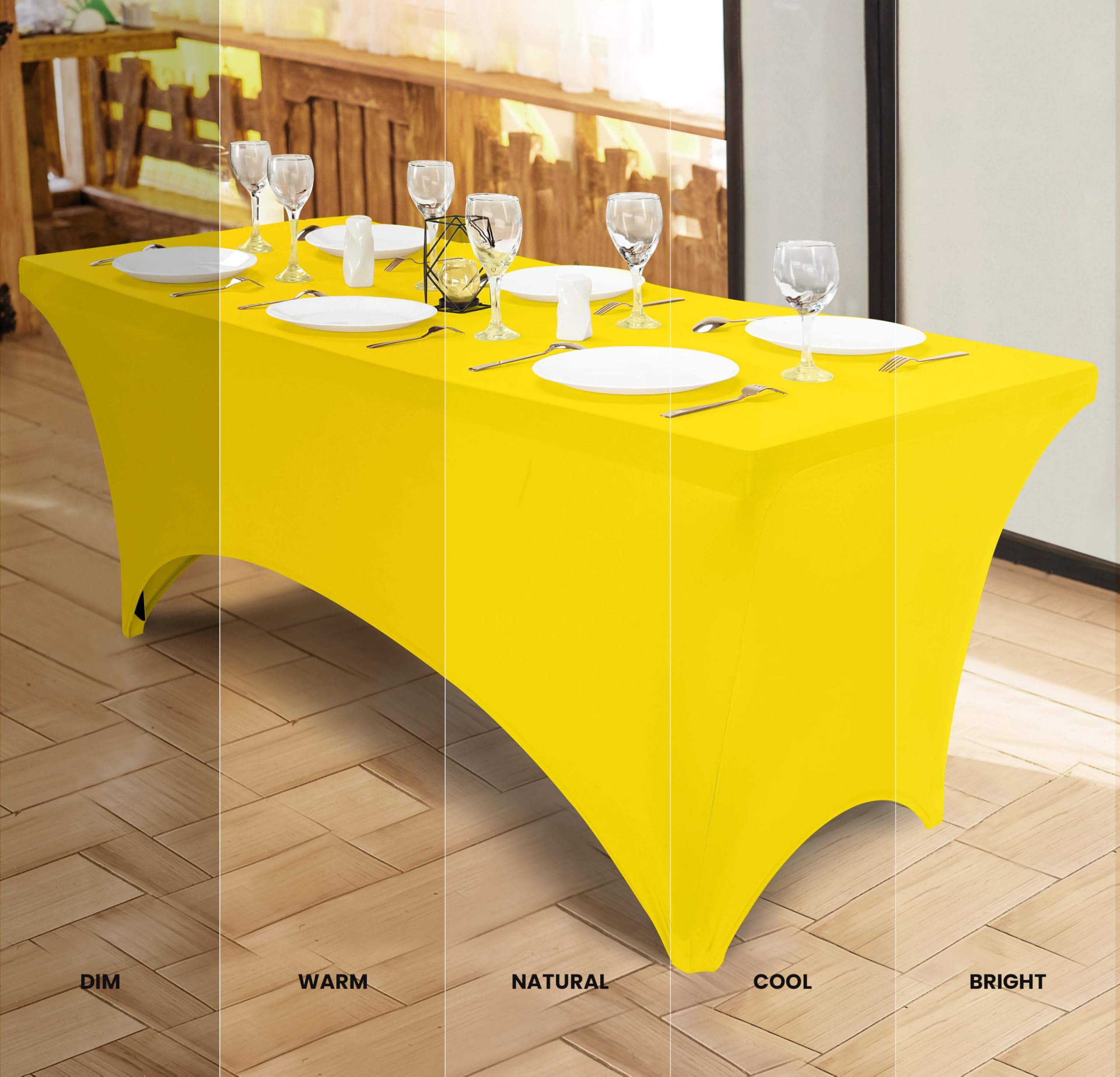 Utopia Kitchen Nappe de Table Extensible [6 Pieds, 183 cm] Couverture de Table en Polyester et Spandex - Lavable en Machine et Infroissable (Lot de 2, Jaune)