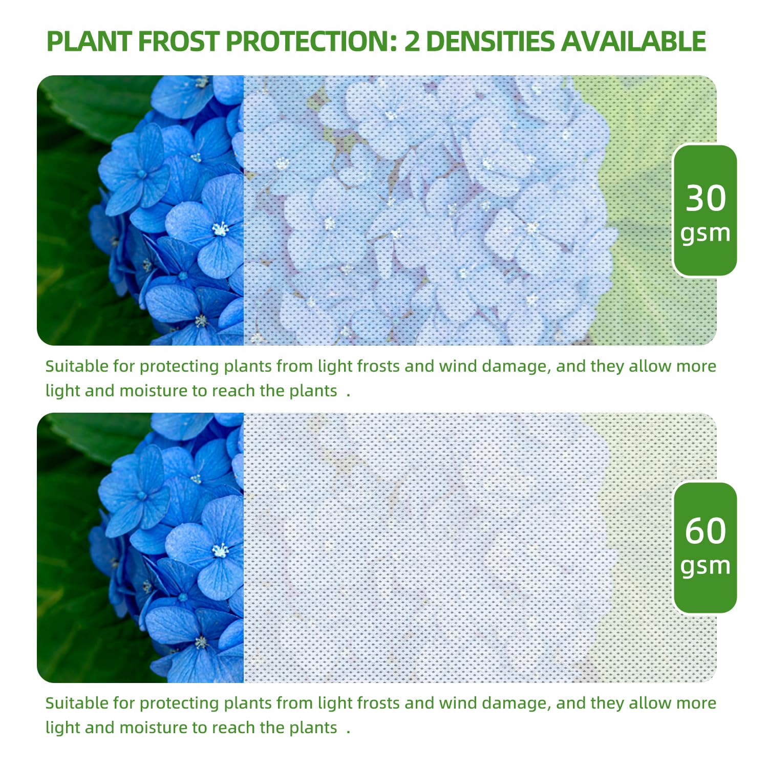 WISD Garden Fleece Frost Protection, 30gsm Horticultural Fleece Winter Plant Covers with 10 U-Shaped Ground Pegs - Image 2