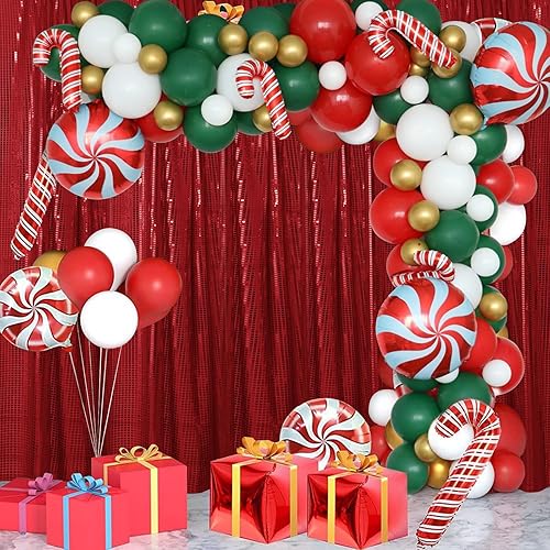 Miniatura 2 de Cortina de telón de fondo de lentejuelas rojas, 4 paneles de 2 x 8 pies, con purpurina, para decoración de pared de boda, cumpleaños