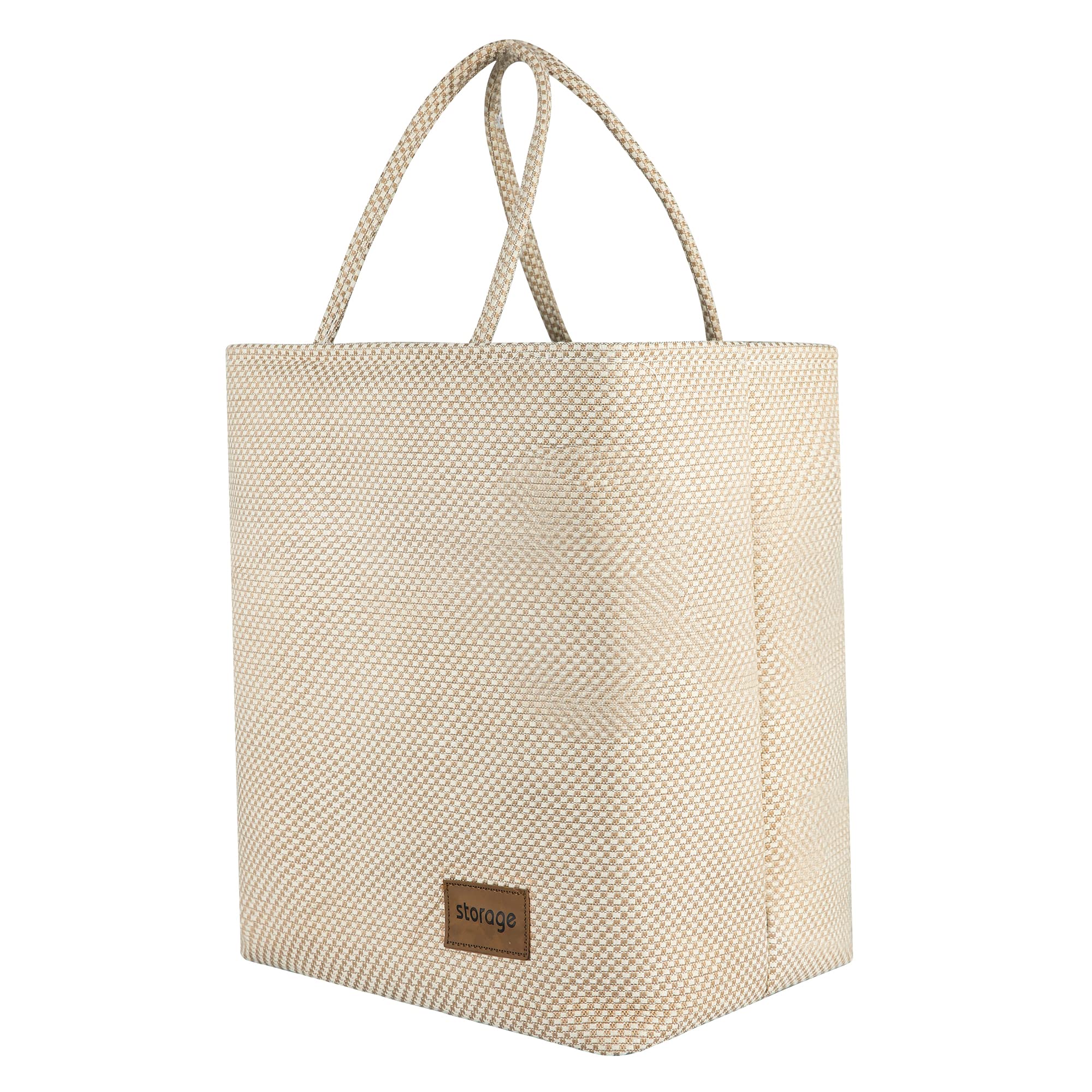 QiANBiRD Laundry Basket Hamper-Large Foldable Tall Unique Laundry Basket Organizer Collapsible Laundry Hamper Fabric Storage Basket with Handles for Clothes Toys in the Home or Dorm (Beige Rectangle)…