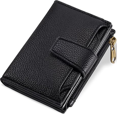 Small Wallet Women RFID Blocking Soft Leather Bifold Compact Card Holder Wallet for Women with Zipper Coin Pocket 4 ID Window Small Wallet Women RFID Blocking Soft Leather Bifold Compact Card Holder Wallet for Women with Zipper Coin Pocket 4 ID Window
