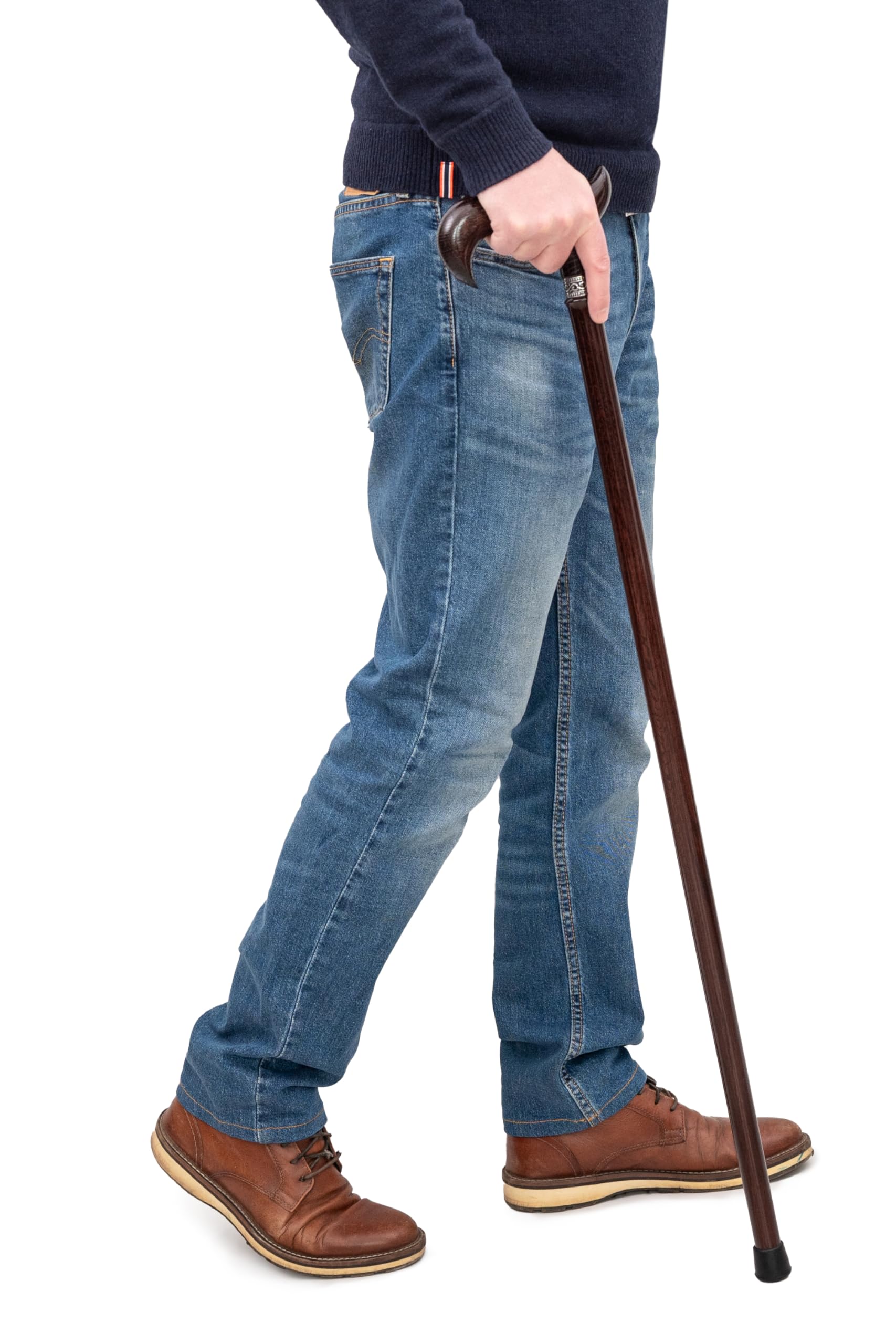 Dr. Watson Prestige Derby Walking Stick – Handcrafted Oak Wood Cane with Incrusted Stainless Steel Collar