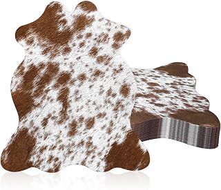 100 Pcs Western Cow Print Place Mats Disposable Cowhide Print Paper Placemats Western Cow Printing Placemats for Holiday Banquet Kitchen Table Room Decor (Light Brown)