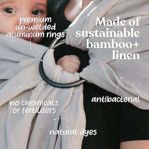 Miniatura 8 de Nalakai - Portabebé de lujo con anillo. Tejido de bambú y lino extrasuave. Envoltura ligera.Para recién nacidos, bebés y niños pequeños. Regalo