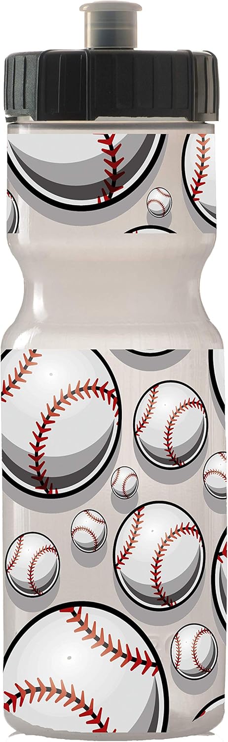 50 Strong 22oz Kids Sports Squeeze Water Bottle – BPA-Free with Pull Top Cap – Durable & Reusable for School, Boys & Girls – Made in USA – Baseball Theme
