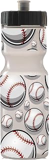 50 Strong 22oz Kids Sports Squeeze Water Bottle – BPA-Free with Pull Top Cap – Durable & Reusable for School, Boys & Girls – Made in USA – Baseball Theme