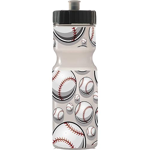 50 Strong 22oz Kids Sports Squeeze Water Bottle – BPA-Free with Pull Top Cap – Durable & Reusable for School, Boys & Girls – Made in USA – Baseball Theme