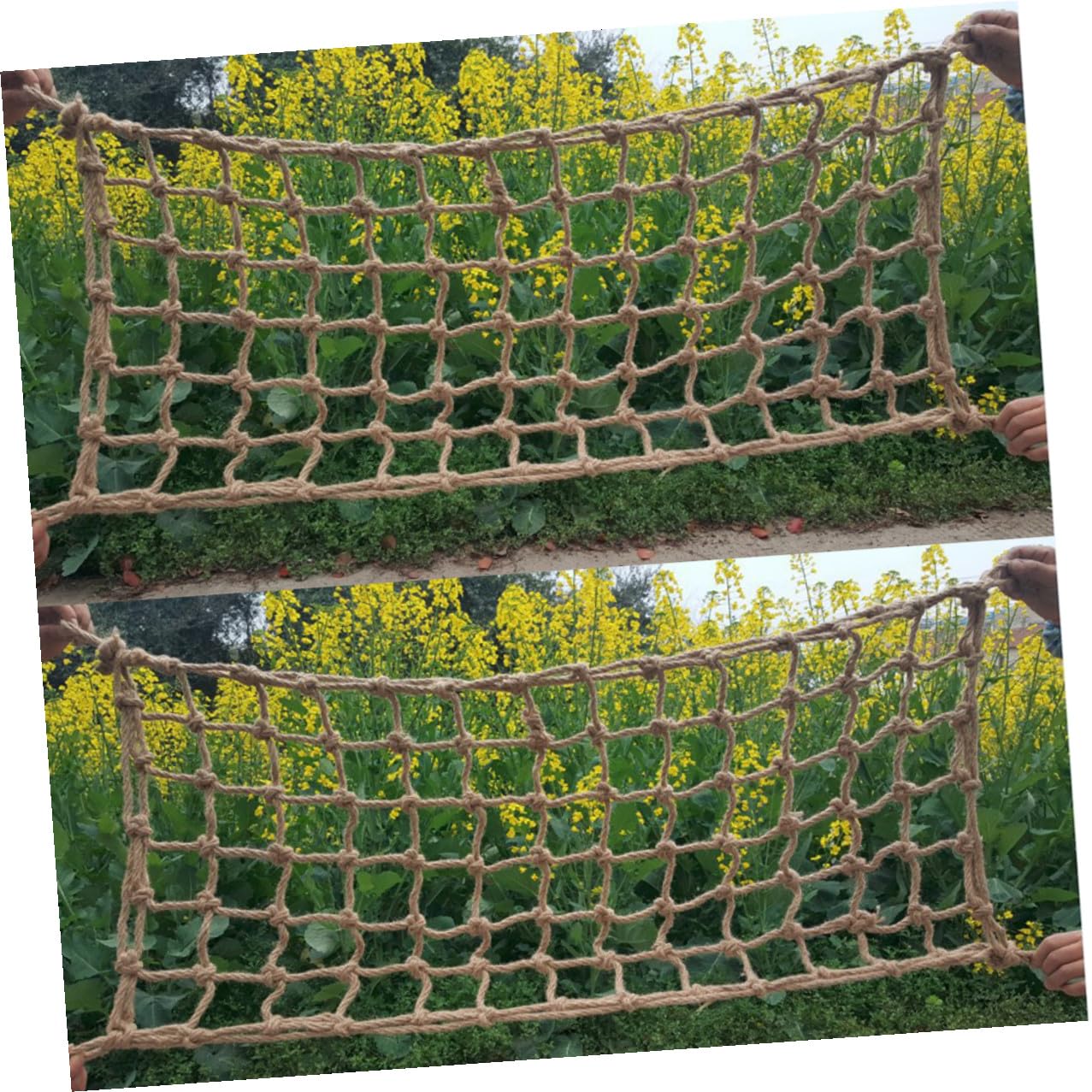 Papageienkletternetz aus Seil, Bissfest, 50x100cm | Khaki, als Hängevariante Nutzbar, für Käfig und Spielplatz, Vogelspielzeug mit Kletterseil