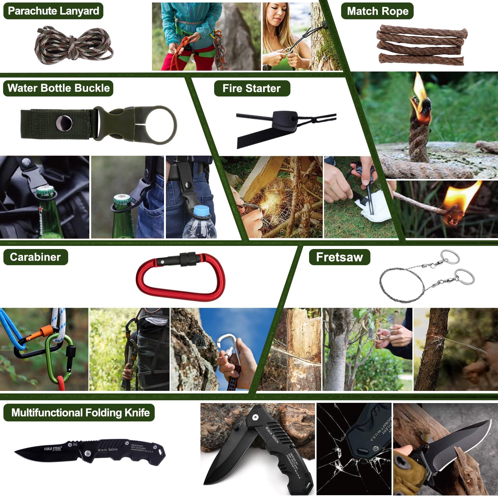 Calendario dell'Avento Survival Uomo Dotato di Strumenti di Sopravvivenza all'aperto di alta Qualità e Attrezzature di Emergenza Essenziali Regalo per Escursionisti, Campeggio e Caccia