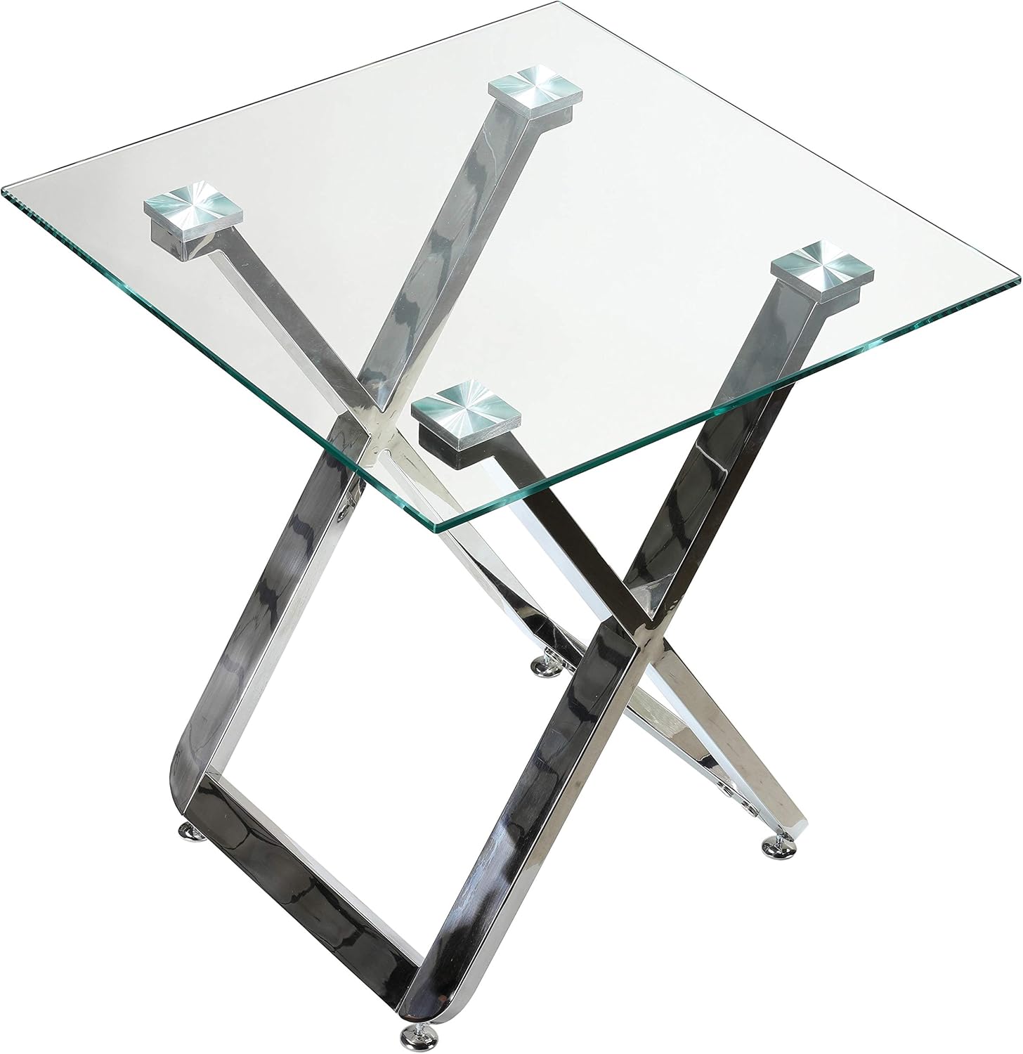 Cortesi Home Axe End Table, 20", Chrome