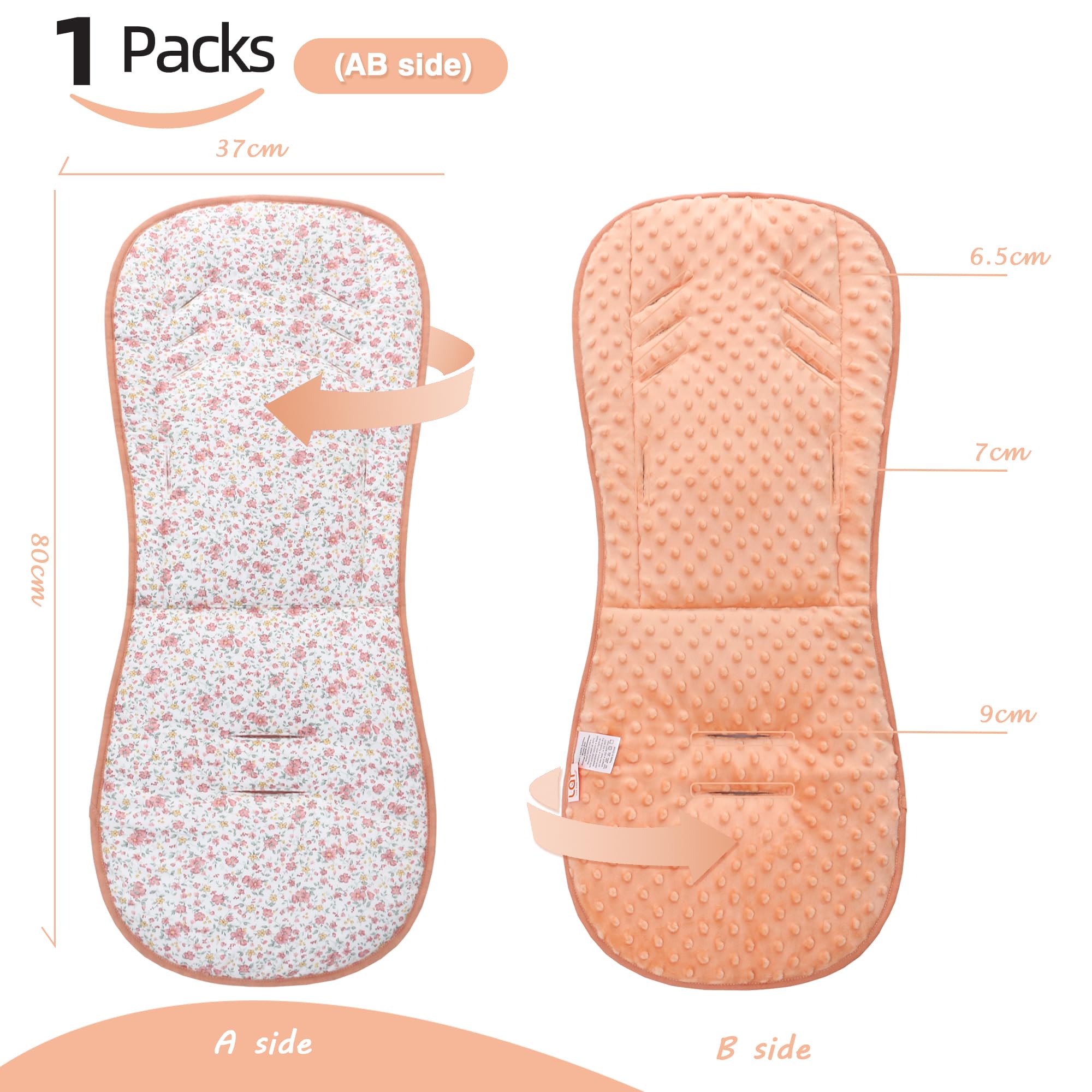 Copriseduta Passeggino Universale, Materassino per Passeggino Universale, Design Reversibile, Morbido e Traspirante Coprisedile per Passeggini, Seggiolini Auto, Culle e Seggioloni (Stampa Floreale)
