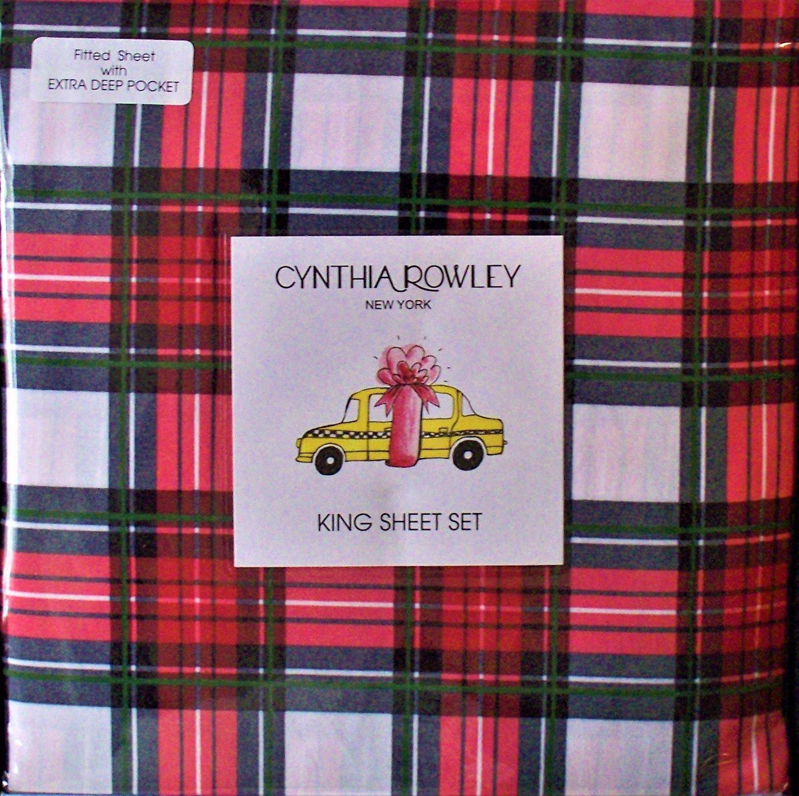 RowleyRowley Cynthia Sheet Set Plaid Checked Tartan Red Black Green White (King)