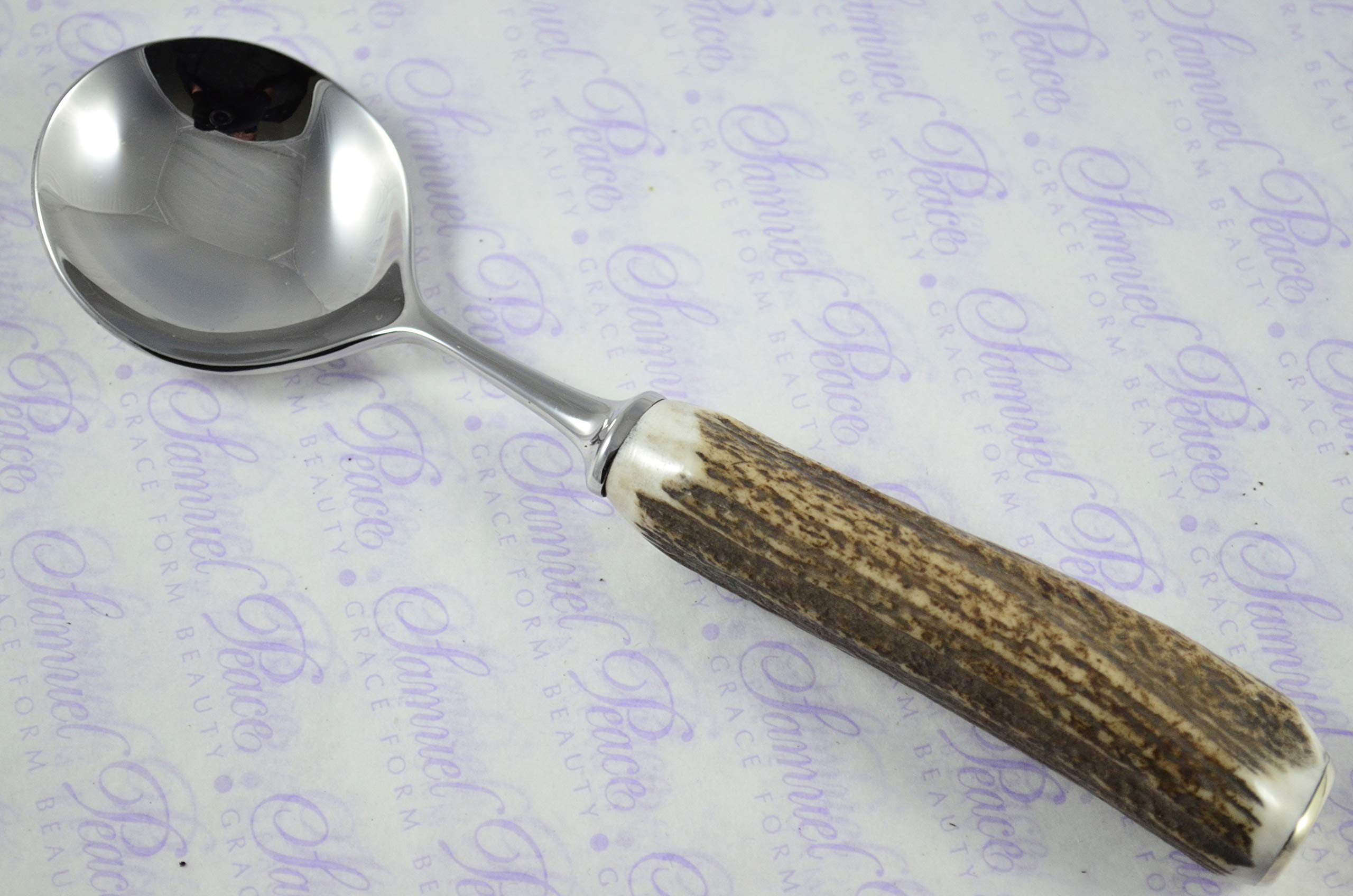 Amazon.co.jp: 新しい6つ純正Stag/AntlerハンドルスープSpoons Boxed 