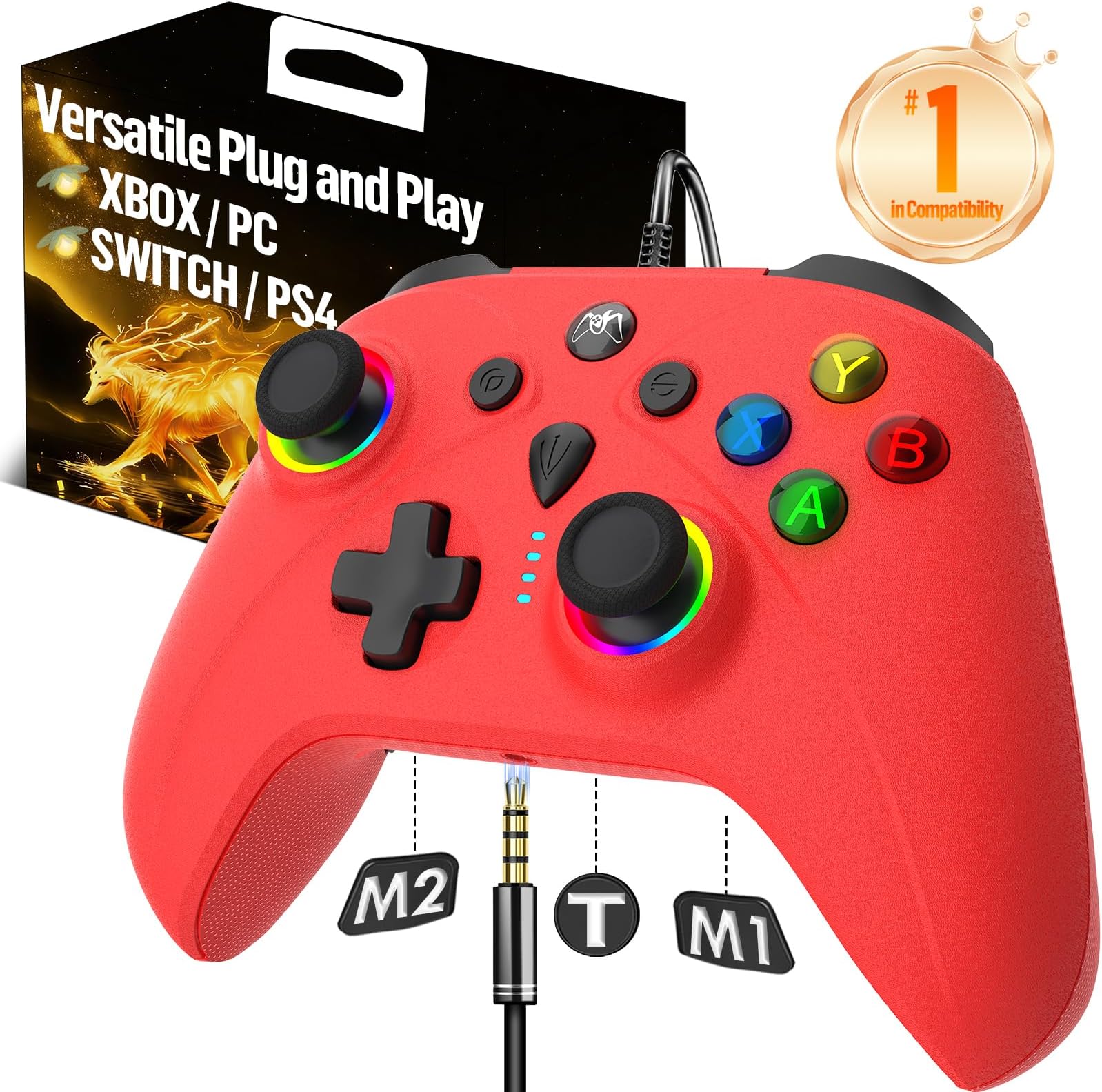 - KJETCA Wired X Box Controller for XBox One Series S X PC PS4 Switch, Control with 1000Hz Polling Rate No Drift Stick, Custom Paddles Turbo Remote, RGB Light Gamepad Black