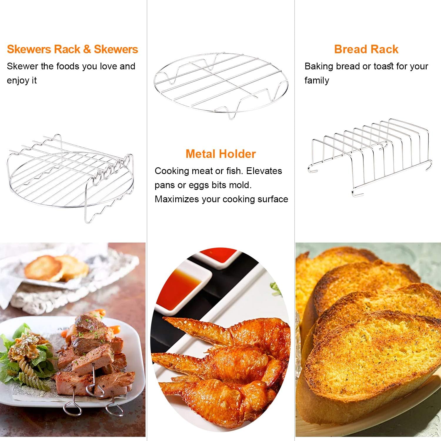 Up To 40% OFF Air Fryer Accessories XL, 8 Inch Set Of 17 For Gowise USA Phillips Ninjia Cosori Cozyna 4.2QT 5.3QT 5.5QT 5.8QT Deep Air Fryer with Recipes Cookbook and 12 Silicone Muffin Cups Universal Accessories