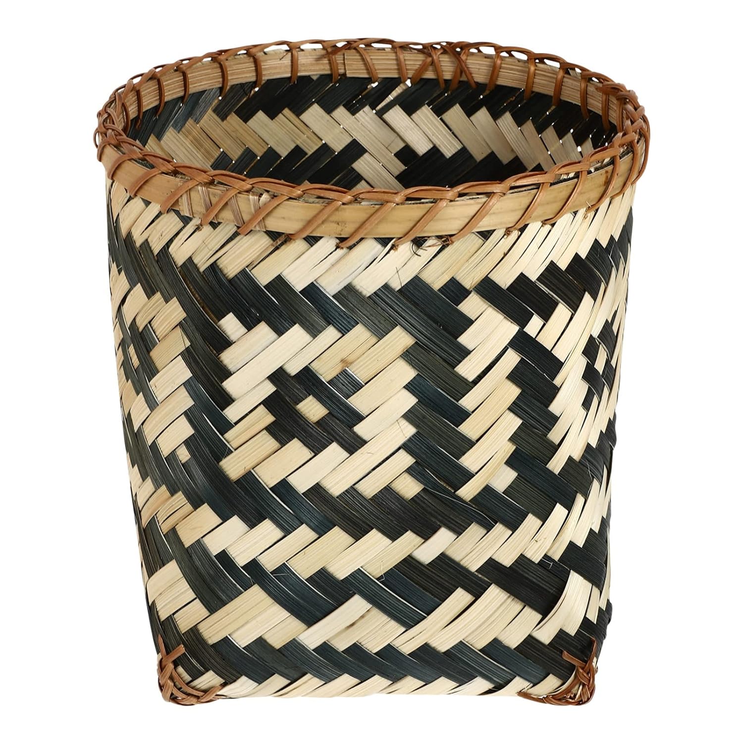 Zerodeko Moroccan Waste Bin Bamboo Waste Basket Woven Trash Can Round