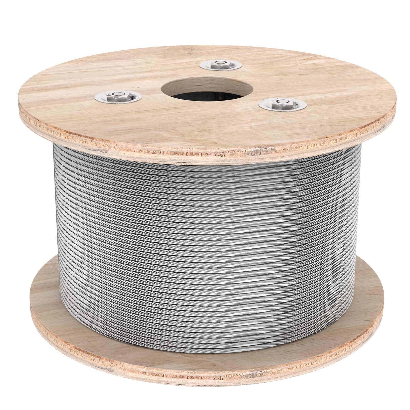 Fshihine 3/16 Stainless Steel Cable, 500ft Wire Rope, 7x19 Strands Aircraft Cable for Deck Cable Railing System, 3700lbs Breaking Strength Marine