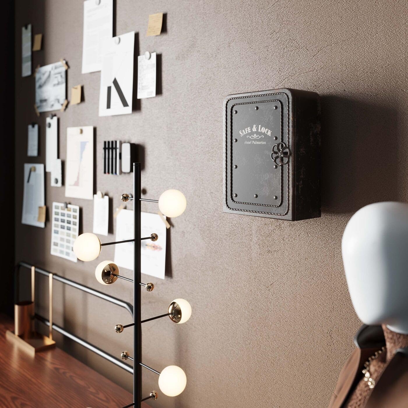 Kare Design Armadietto Portachiavi Safe, Nero, 24X13X31Cm, Corpo In Metallo E Acciaio Laccato, Idea Regalo