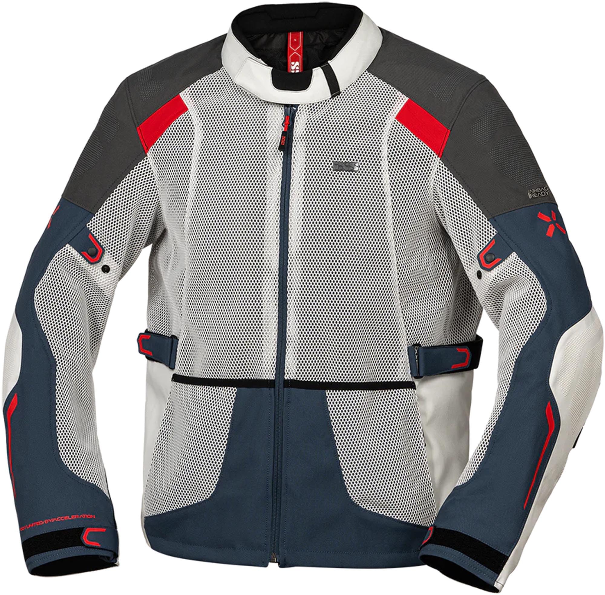 IXS Tourster-Big Air 1.0 Mesh Kurtka tekstylna motocyklowa, szary/niebieski/czerwony/piaskowy, XL