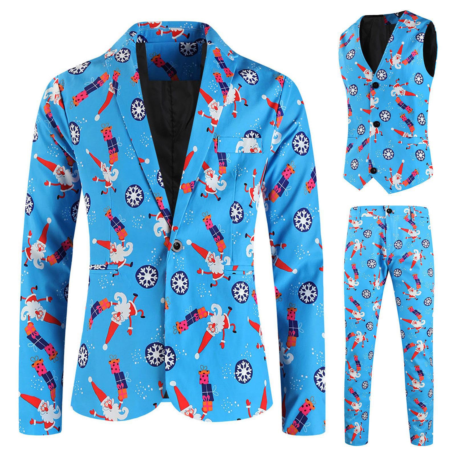 2026 Tuta natalizia da uomo e da uomo, abito di Natale colorato, formale, divertente, slim per feste di Natale, maglietta slim con motivo natalizio, sacco, carnevale, abbigliamento natalizio