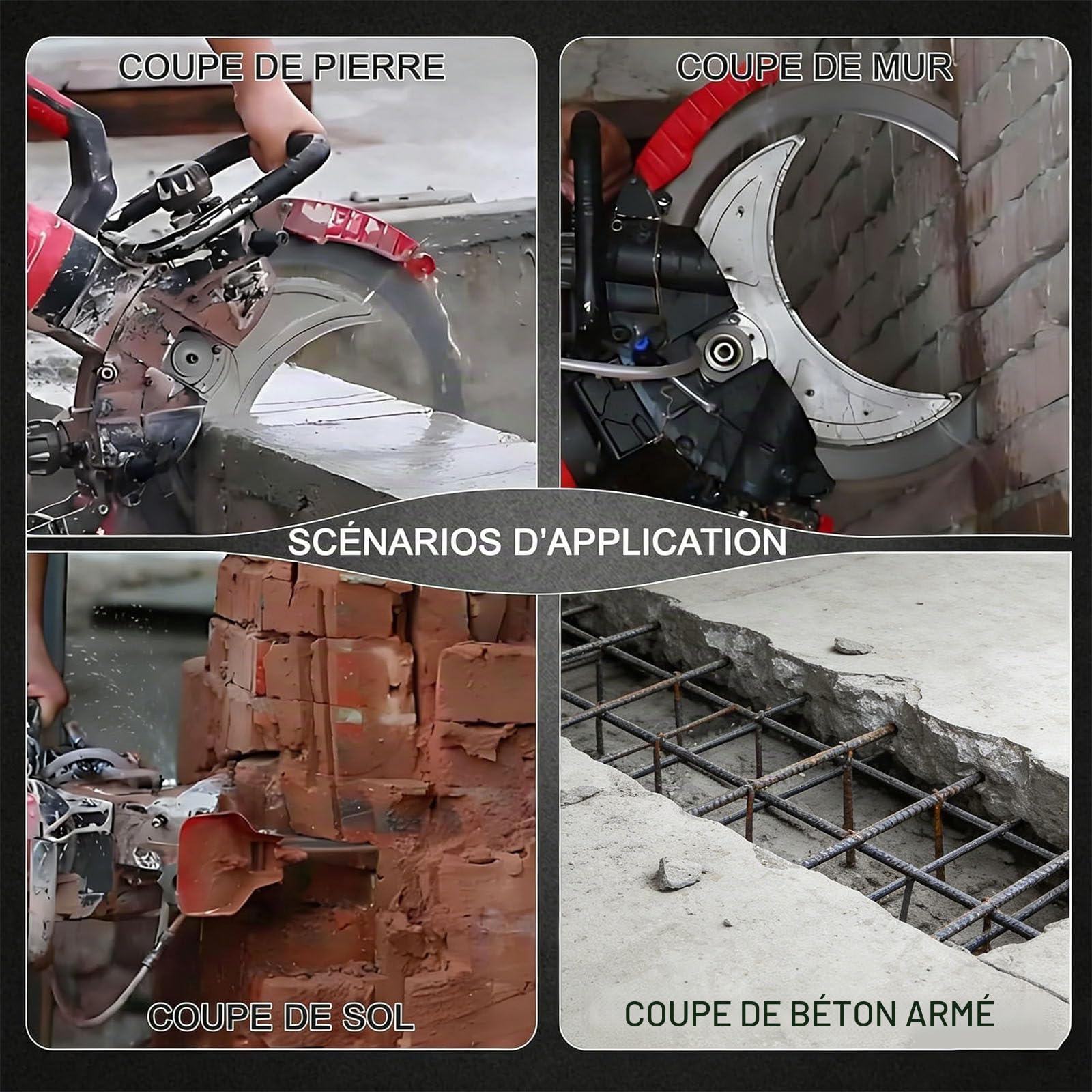 Scie annulaire électrique pour béton | avec Pompe à Eau et Lame de scie | Coupe à Eau Professionnelle | Fonction d'aspiration des poussières | Certifiée CE | Conception Ergonomique 9500W